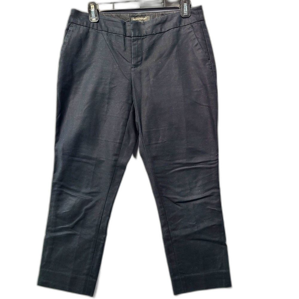 Banana Republic Womens Chino Pants Black Hampton Fit Cropped Low Rise Zip 6P